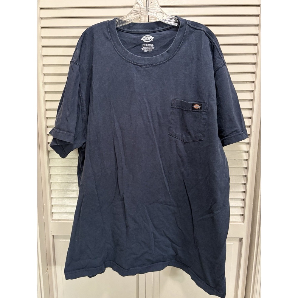 Dickies Blue Logo Crew Neck Short Sleeve T-Shirt Size 3XLT Cotton Work Outdoor